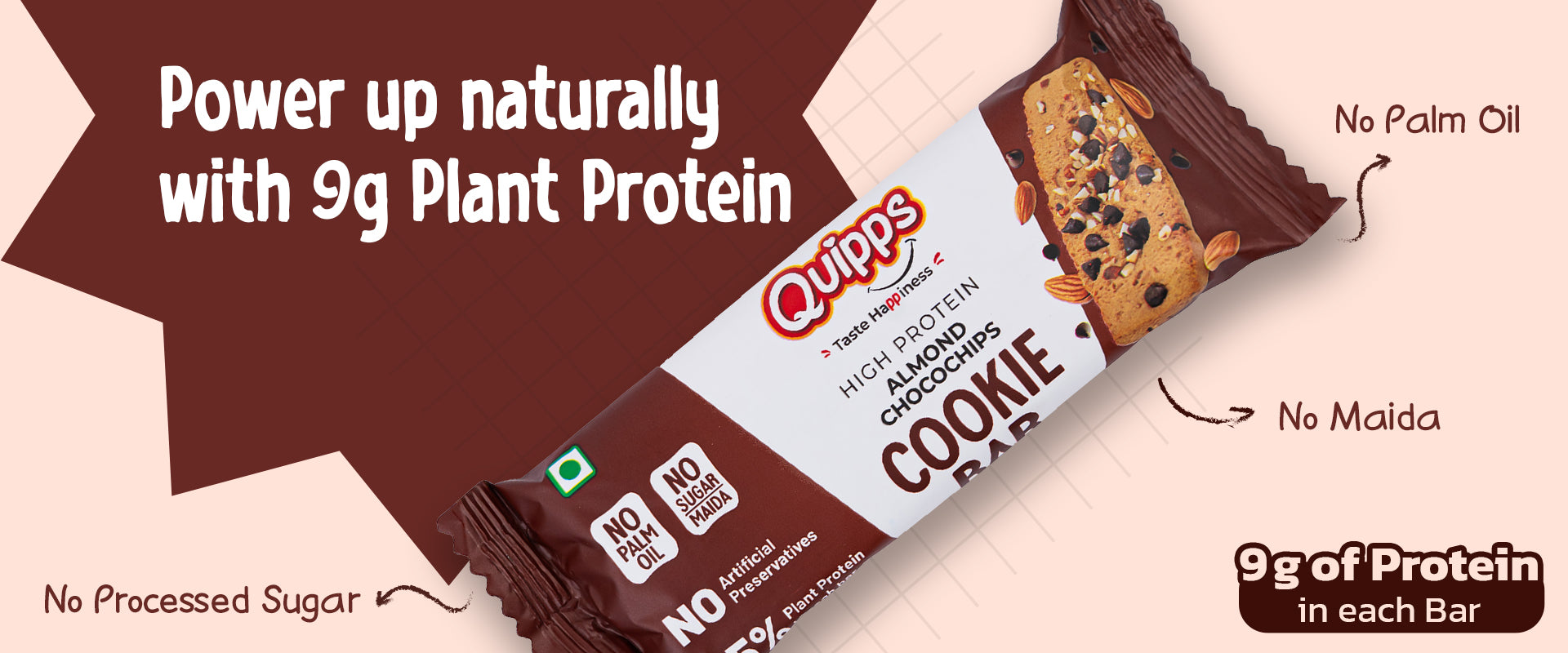 High Protein Cookie Bar - Almond-Choco chips (35gm)