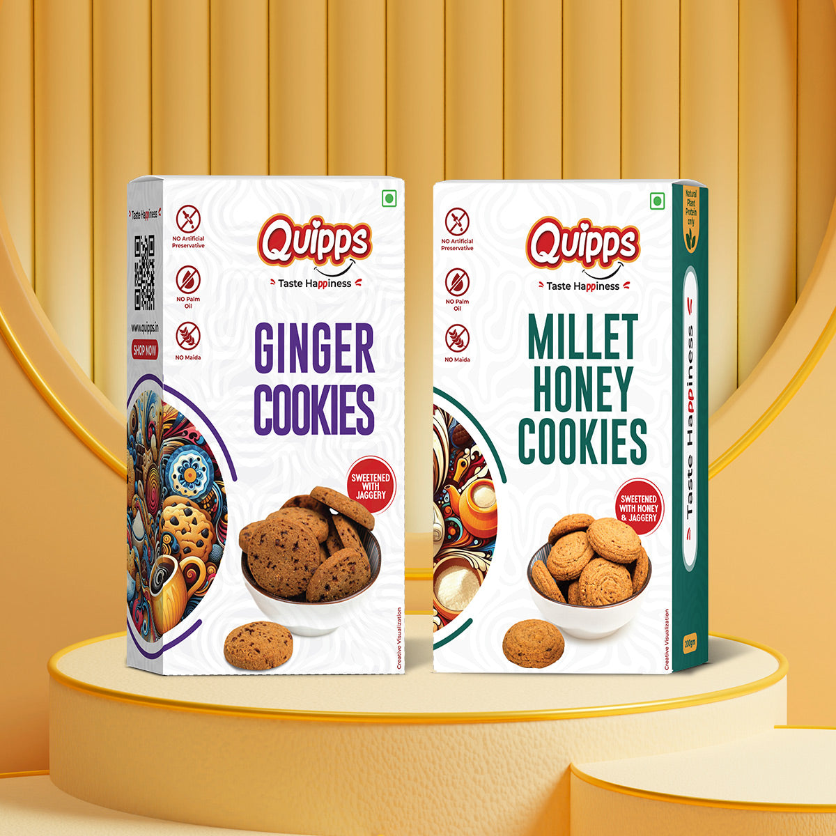 Cookies box - Millet Honey Cookies + Ginger Cookies (PACK OF 2)