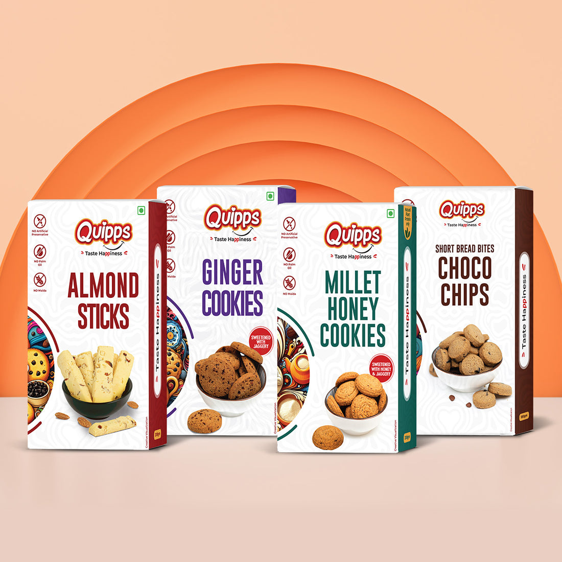 Jumbo Cookie Box - Almond + Ginger + Choco chips + Millet Honey Cookies (PACK OF 4)