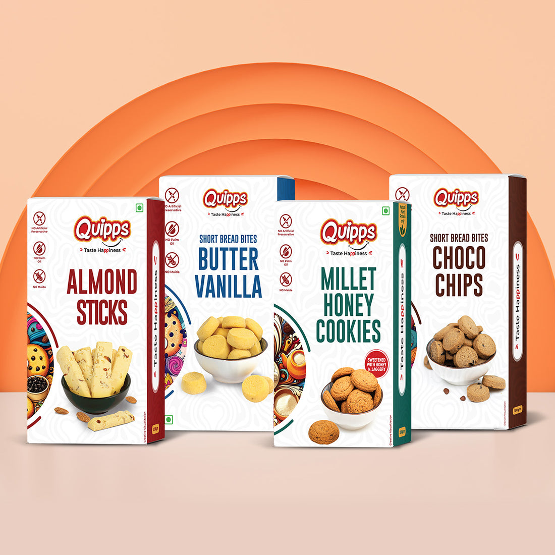 Jumbo Cookie Box - Millet Honey + Almond Sticks + Choco Chips + Butter Vanilla (PACK OF 4)