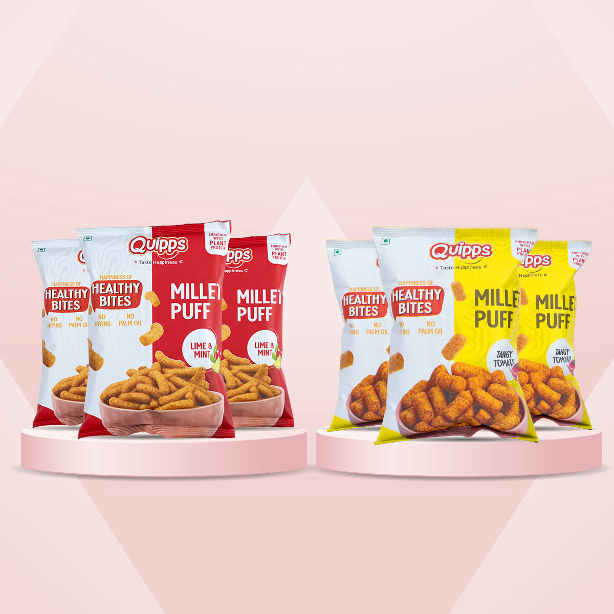 Millet Puff - Lime & Mint + Tangy Tomato (PACK OF 6)