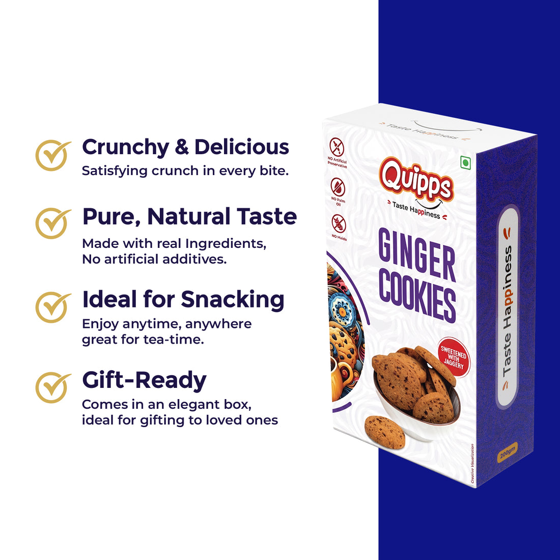 Jumbo Cookie Box - Almond + Ginger + Choco chips + Millet Honey Cookies (PACK OF 4)