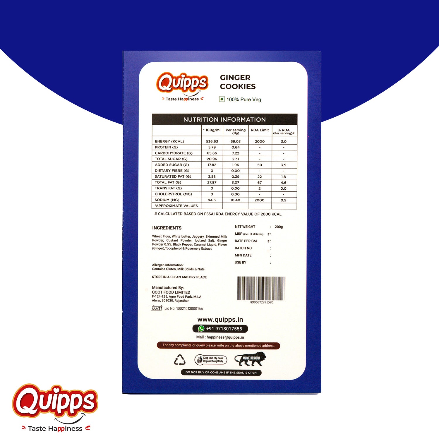 GINGER COOKIES NUTRITION INFORMATION