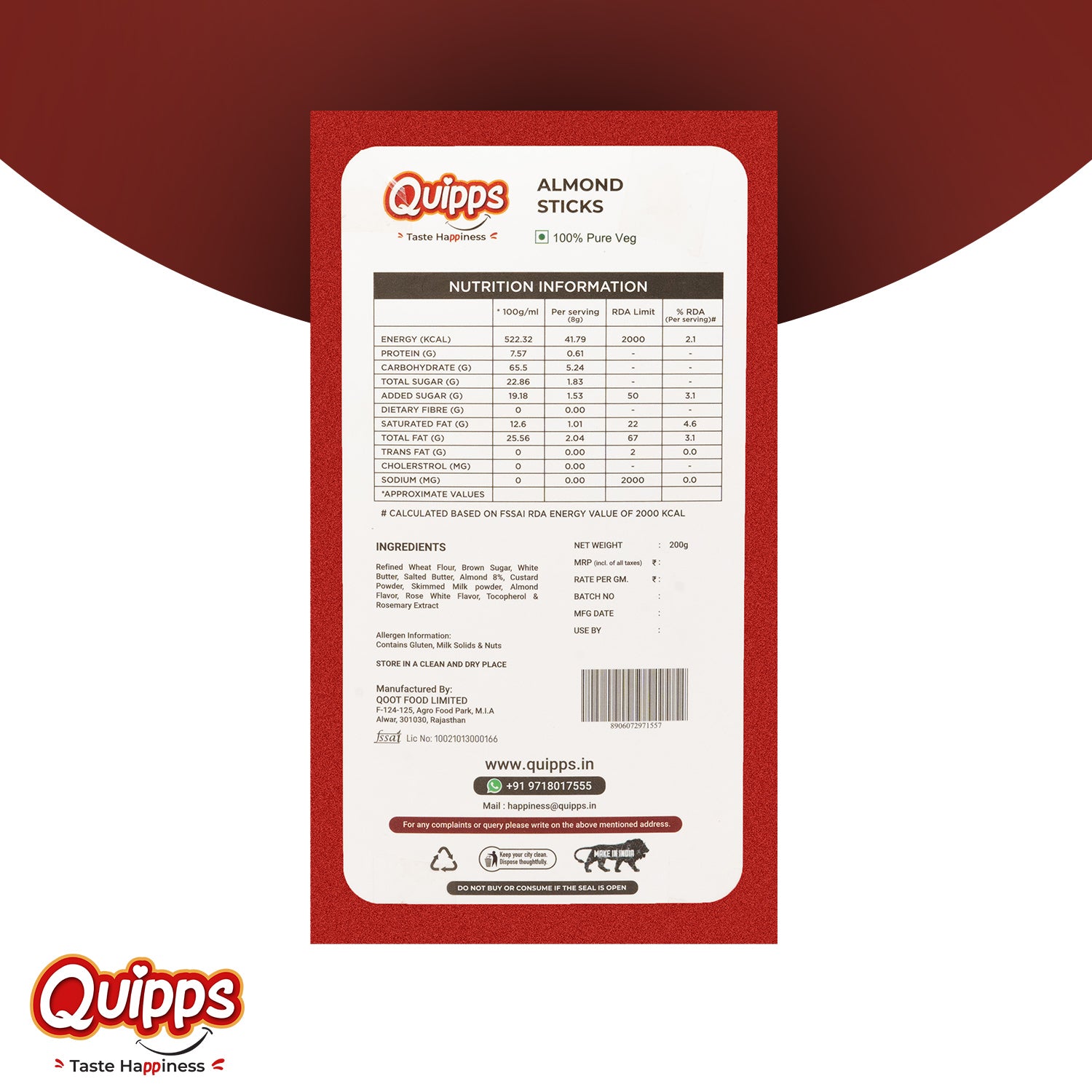 ALMOND STICKS NUTRITIONINFORMATION
