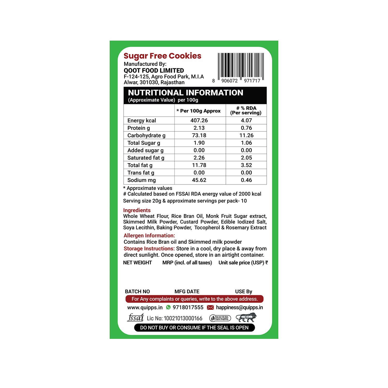 Sugar-Free Cookies with Monk Fruit Extract