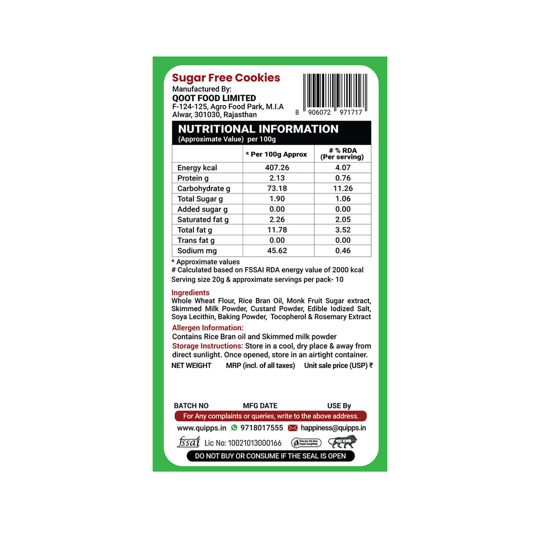 Sugar-Free Cookies with Monk Fruit Extract