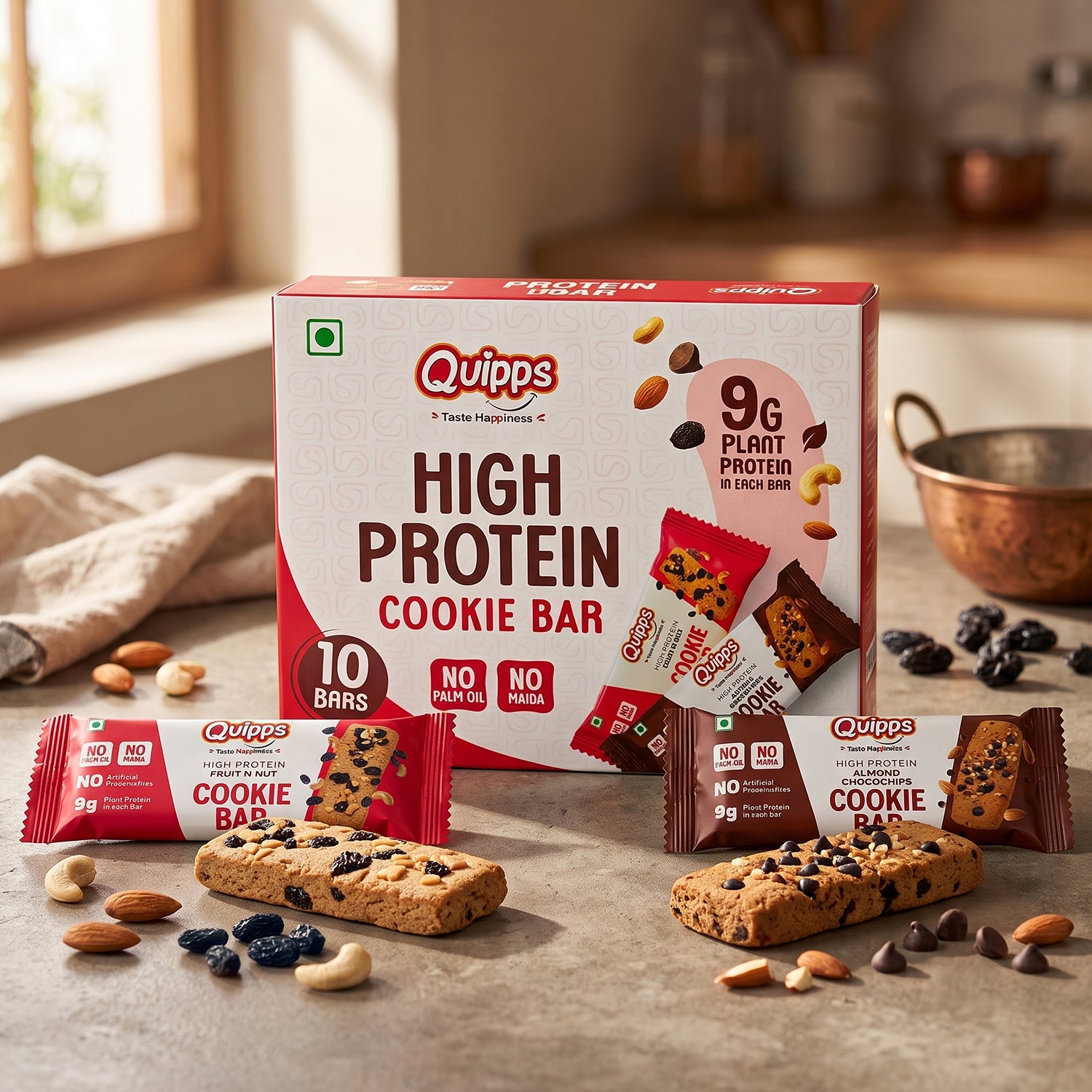 Protein Power Cookie Bars - Fruit N Nut + Almond Choco chips (PACK OF 10)